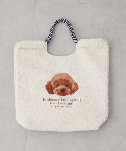 Remind me and forever 動物刺繡彩色繩提手毛絨托特包 A4尺寸