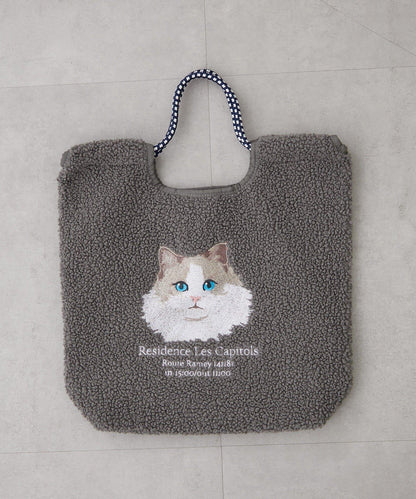 Remind me and forever 動物刺繡彩色繩提手毛絨托特包 A4尺寸