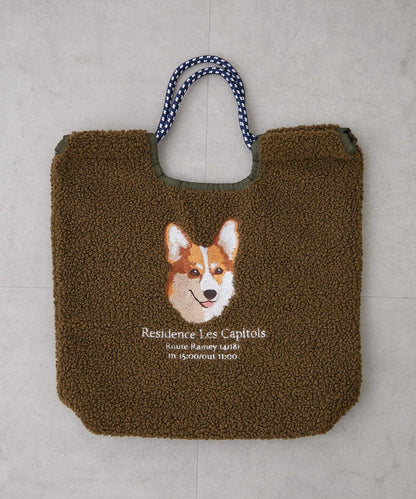 Remind me and forever 動物刺繡彩色繩提手毛絨托特包 A4尺寸