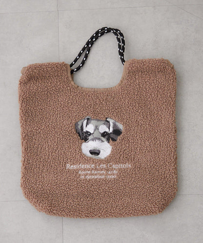 Remind me and forever 動物刺繡彩色繩提手毛絨托特包 A4尺寸