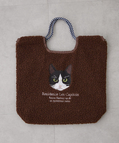Remind me and forever 動物刺繡彩色繩提手毛絨托特包 A4尺寸