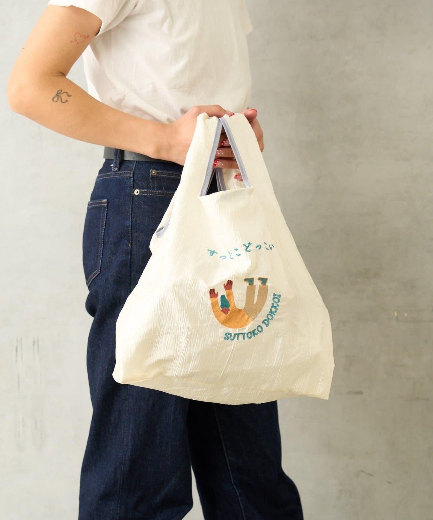 なんかかわいい日本語 刺繡 環保袋
