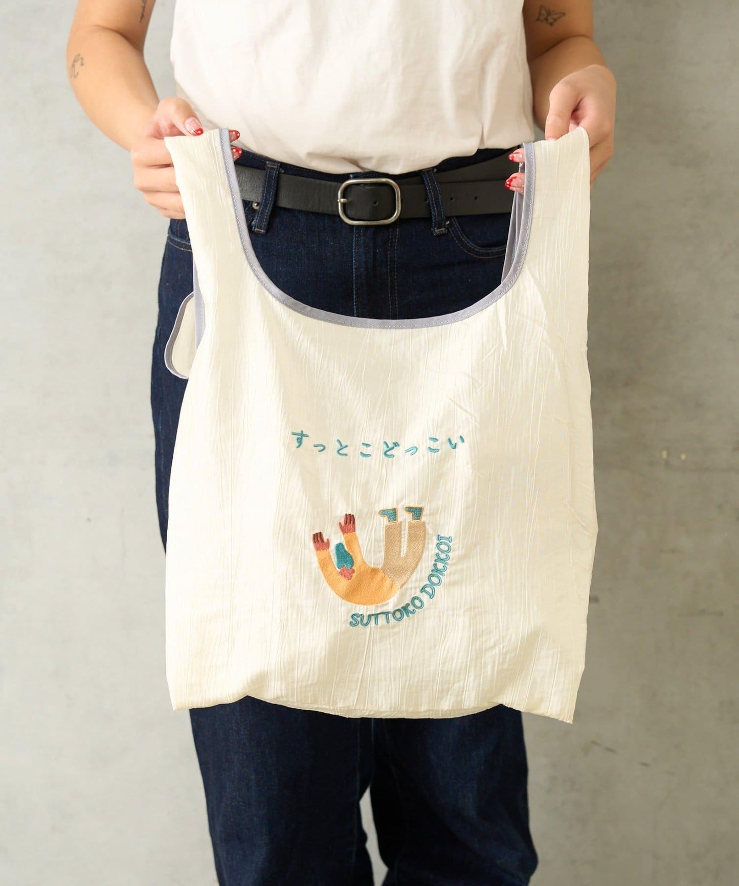 なんかかわいい日本語 刺繡 環保袋