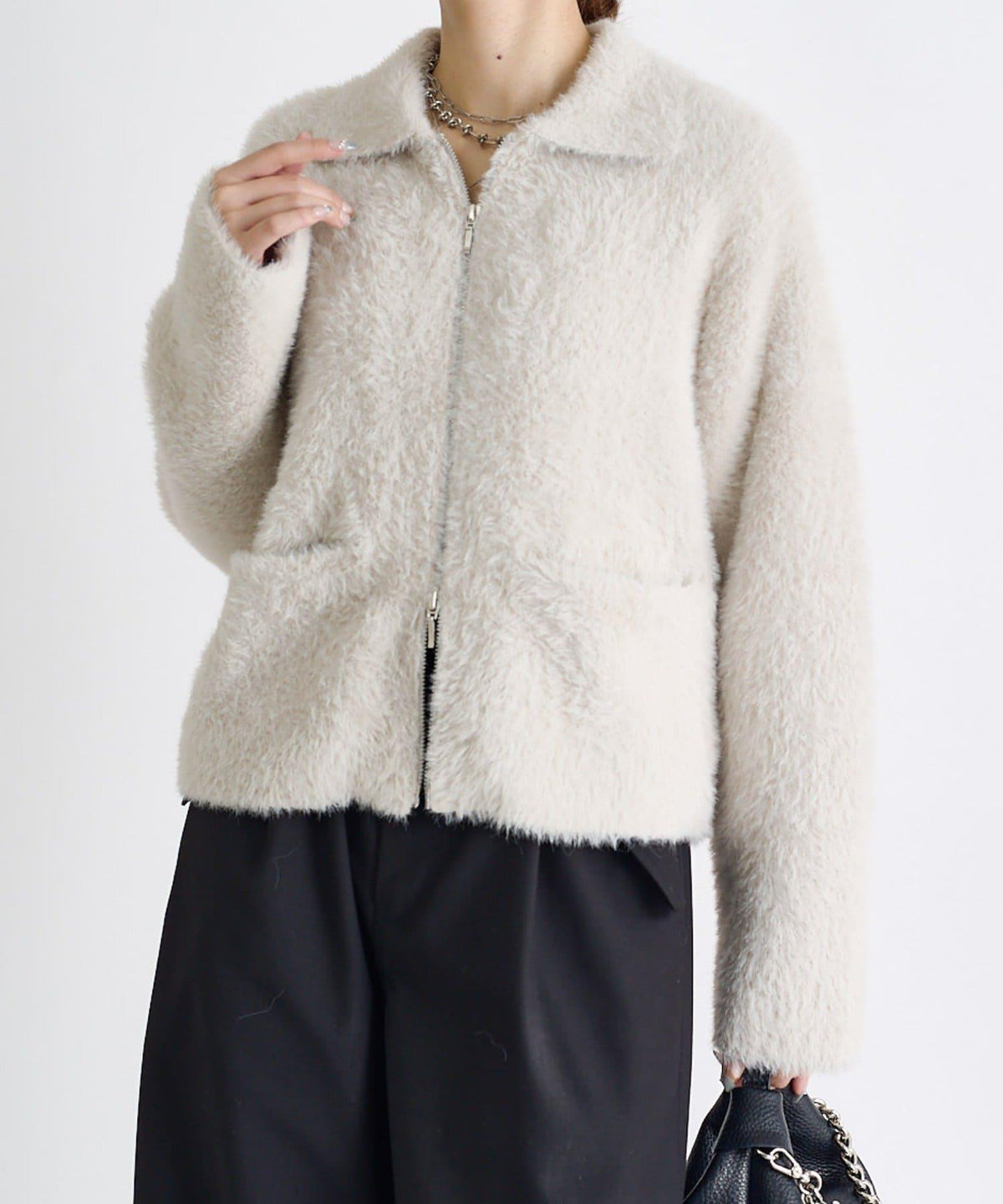 Lui's FEMME 26AW 長絨口袋開衫 腈綸混紡 針織衫