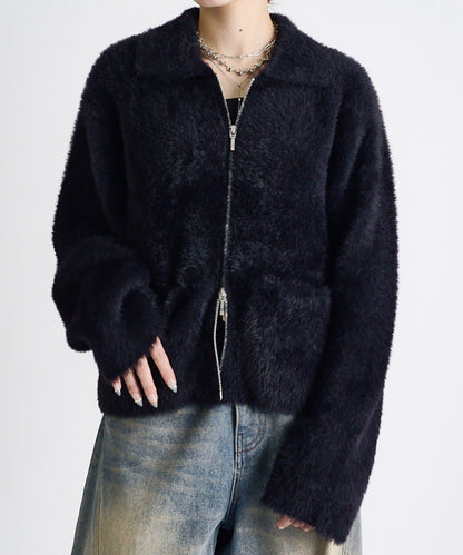 Lui's FEMME 26AW 長絨口袋開衫 腈綸混紡 針織衫