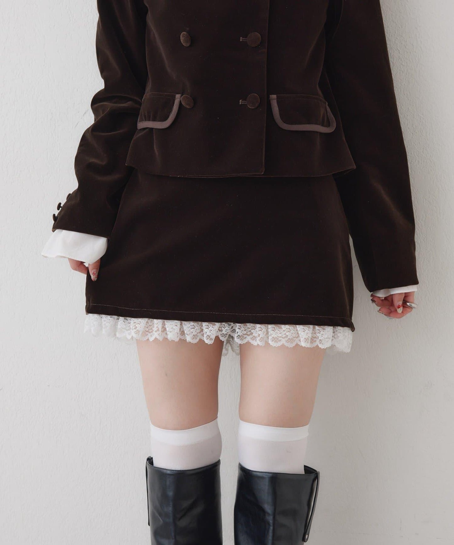 レースレイヤードベロアスカパン