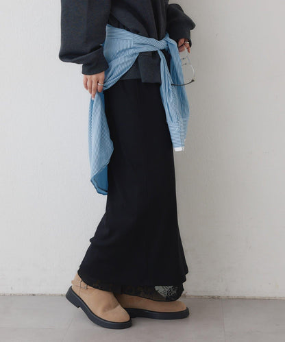 リバーシブルレーススカート mystic 拼色 花朵 網紗 連衣裙