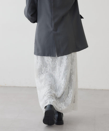 リバーシブルレーススカート mystic 拼色 花朵 網紗 連衣裙