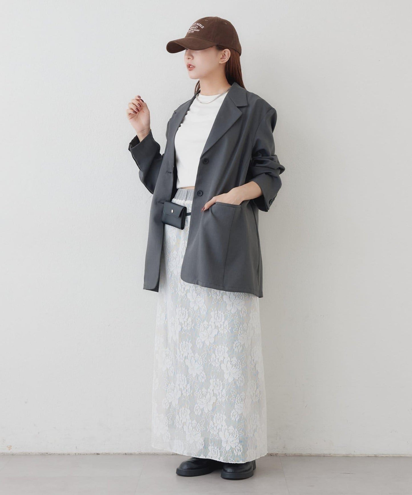 リバーシブルレーススカート mystic 拼色 花朵 網紗 連衣裙