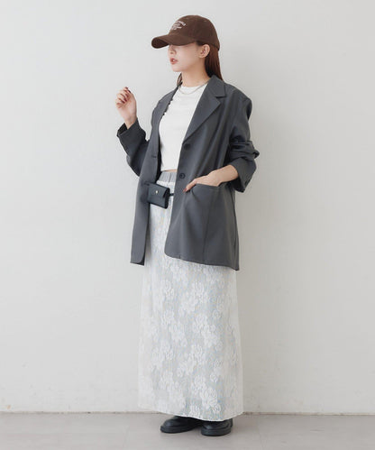 リバーシブルレーススカート mystic 拼色 花朵 網紗 連衣裙