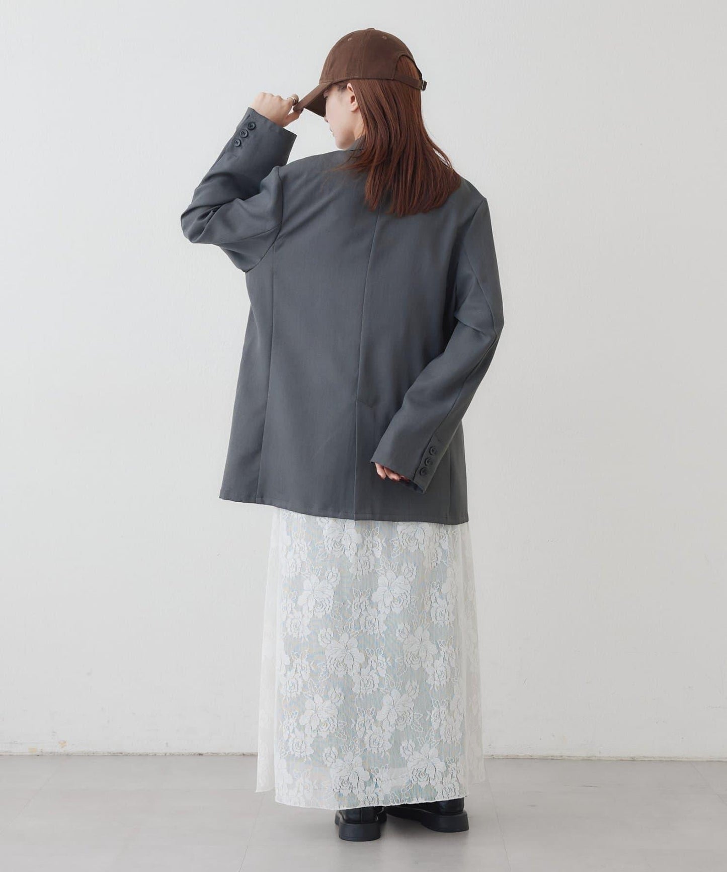 リバーシブルレーススカート mystic 拼色 花朵 網紗 連衣裙