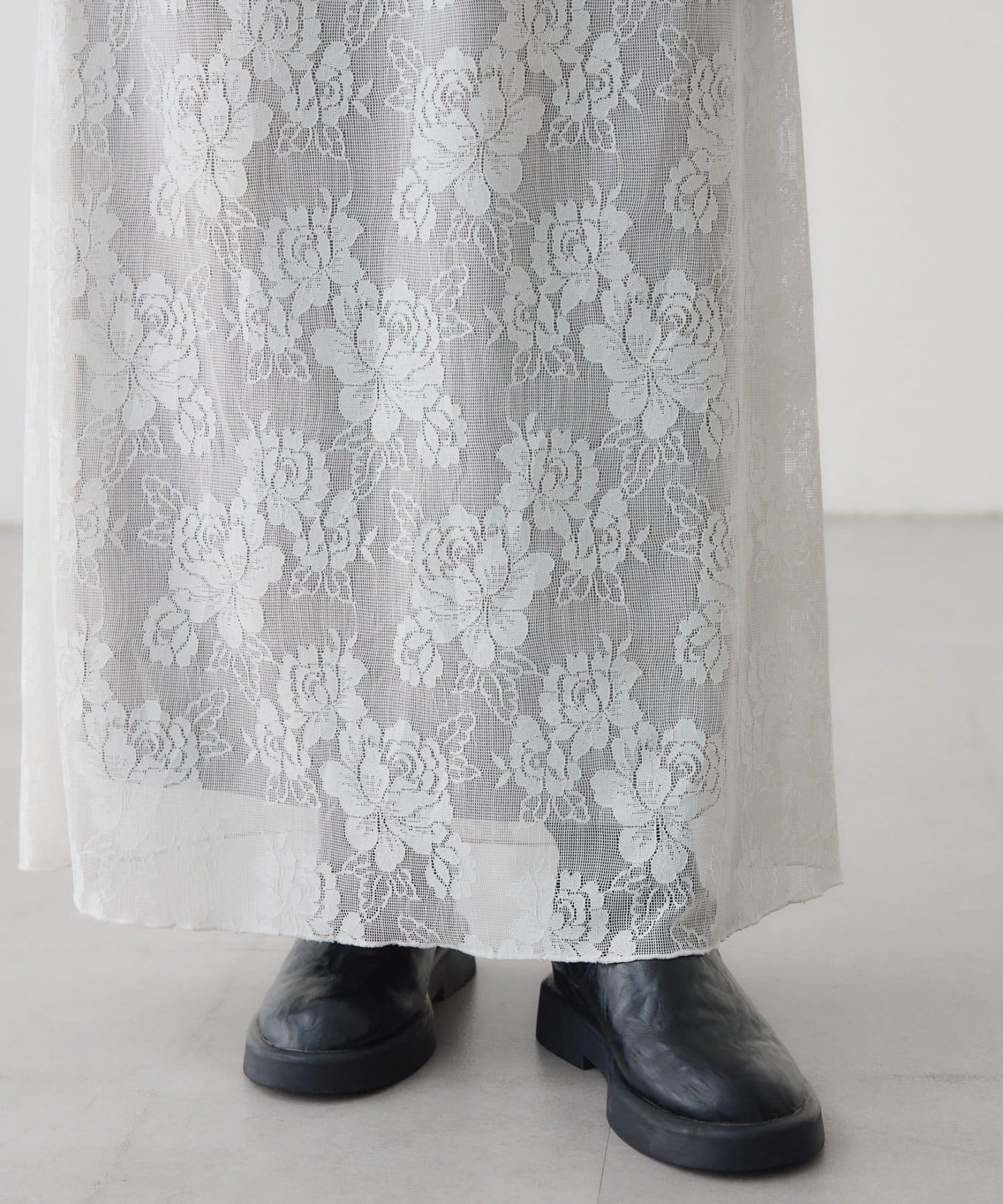 リバーシブルレーススカート mystic 拼色 花朵 網紗 連衣裙