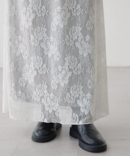 リバーシブルレーススカート mystic 拼色 花朵 網紗 連衣裙