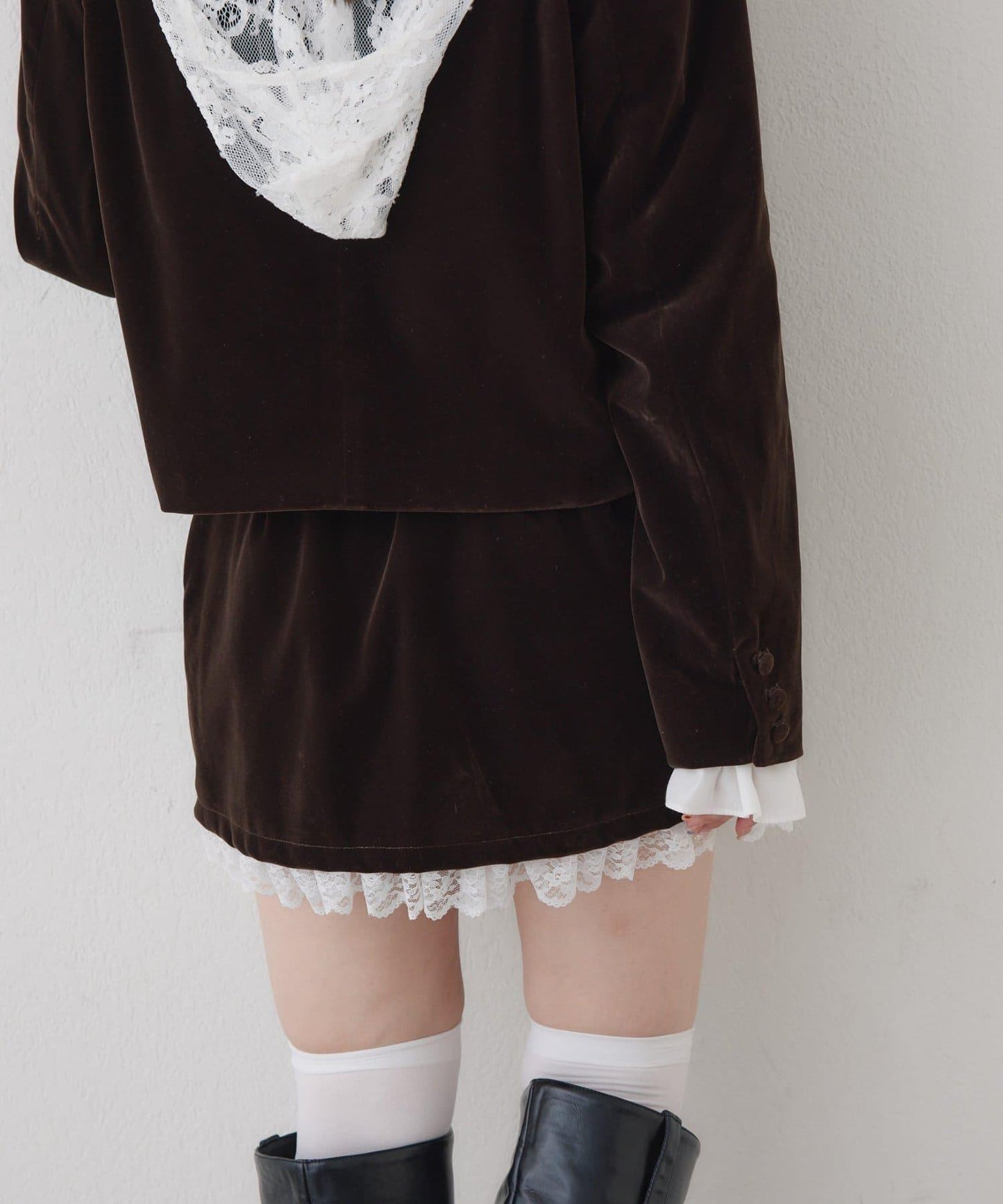 レースレイヤードベロアスカパン