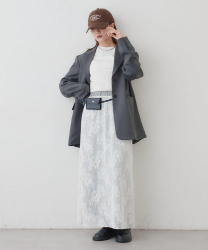 リバーシブルレーススカート mystic 拼色 花朵 網紗 連衣裙