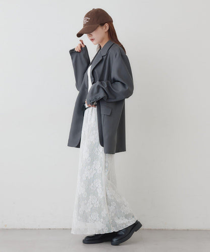 リバーシブルレーススカート mystic 拼色 花朵 網紗 連衣裙