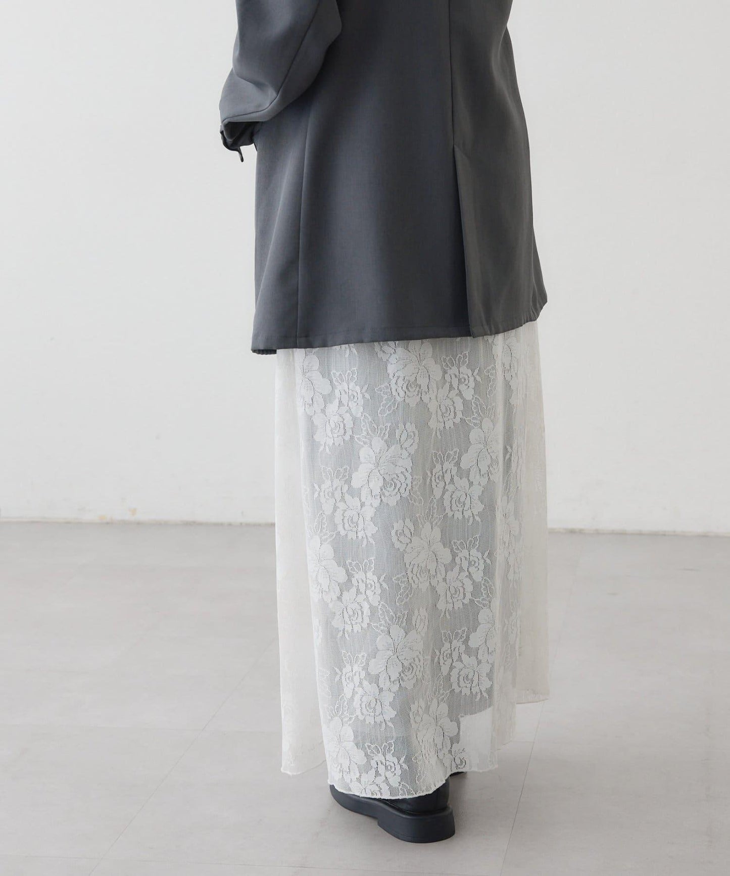 リバーシブルレーススカート mystic 拼色 花朵 網紗 連衣裙