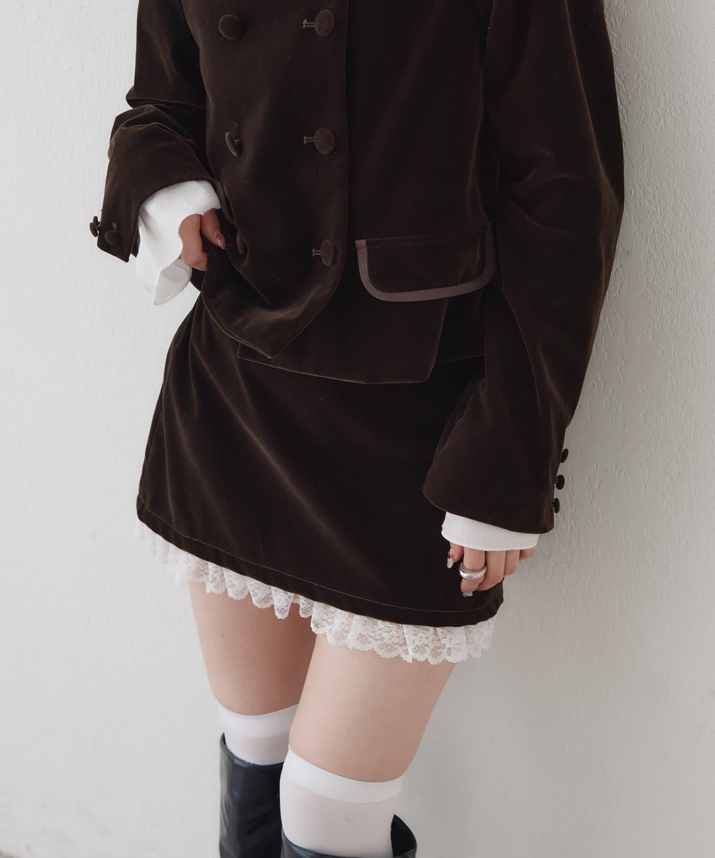 レースレイヤードベロアスカパン