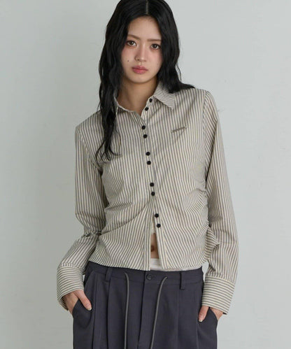 【大人気シャツの長袖Ver.】胸刺繍コンパクトシャツ