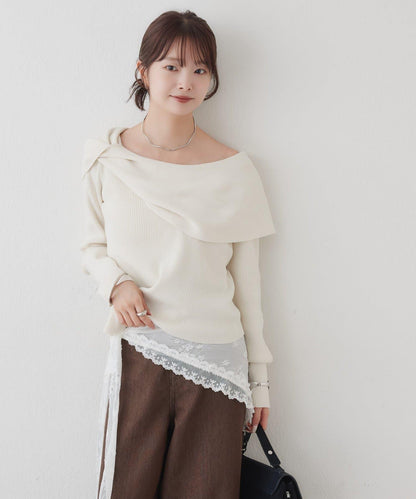 ケープオフショルニット