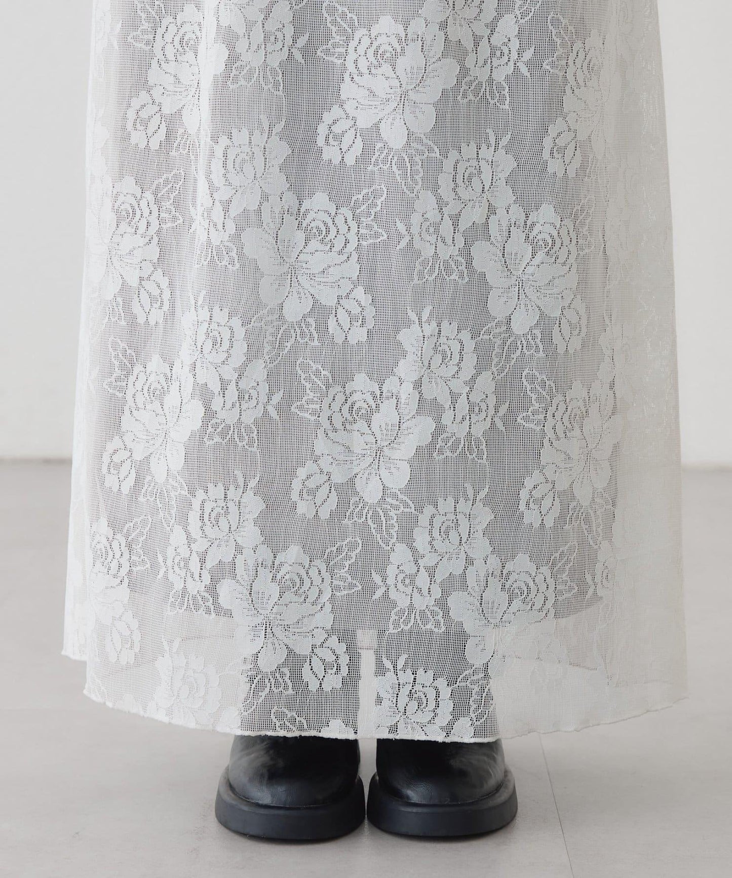 リバーシブルレーススカート mystic 拼色 花朵 網紗 連衣裙