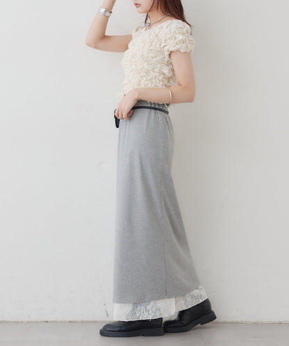 リバーシブルレーススカート mystic 拼色 花朵 網紗 連衣裙