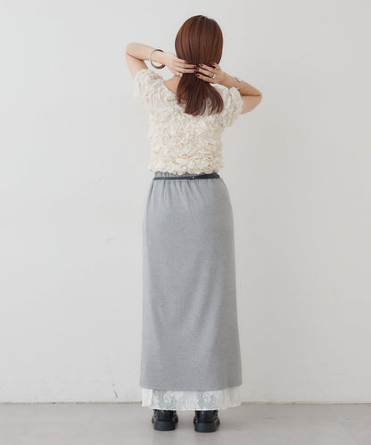 リバーシブルレーススカート mystic 拼色 花朵 網紗 連衣裙