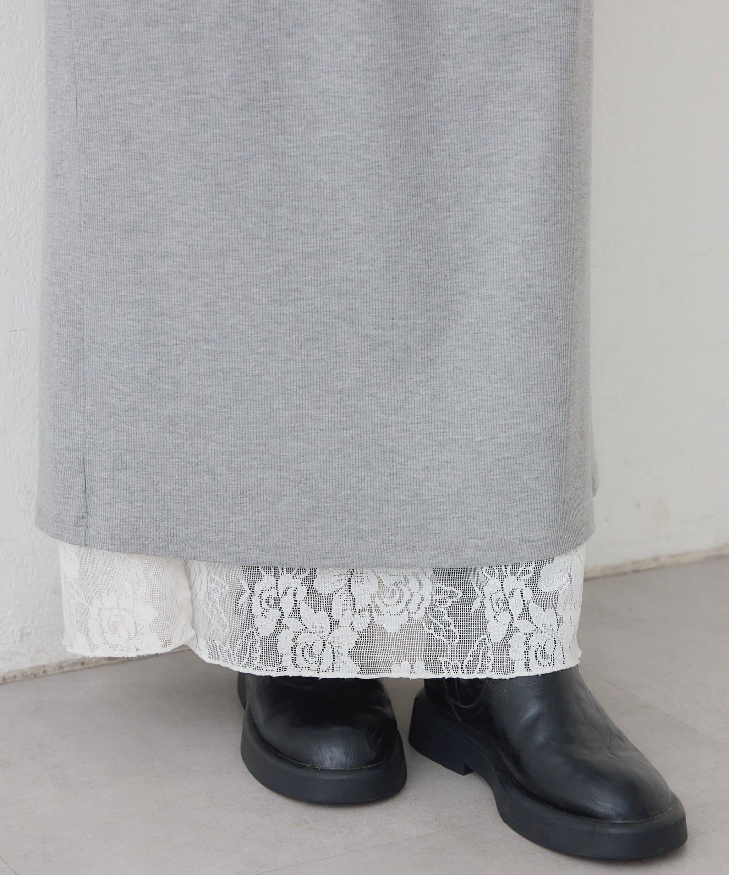 リバーシブルレーススカート mystic 拼色 花朵 網紗 連衣裙