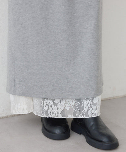 リバーシブルレーススカート mystic 拼色 花朵 網紗 連衣裙