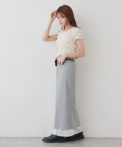 リバーシブルレーススカート mystic 拼色 花朵 網紗 連衣裙