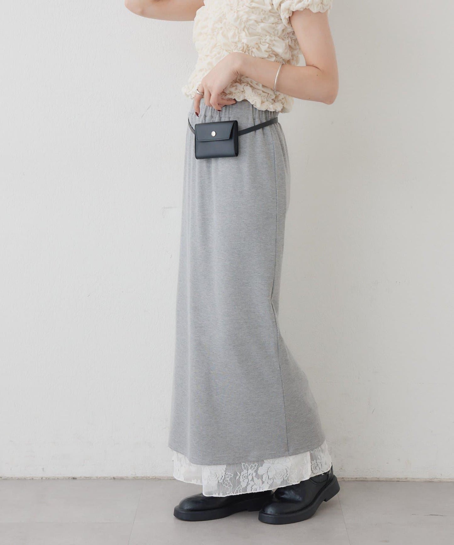 リバーシブルレーススカート mystic 拼色 花朵 網紗 連衣裙