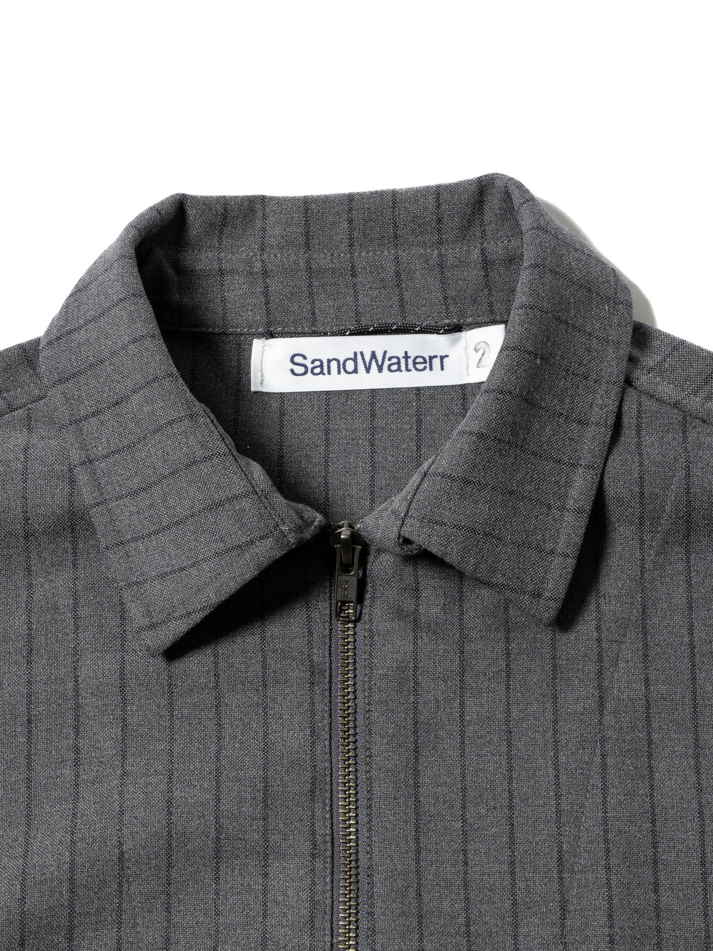 SandWaterr 聚酯混紡斜紋布條紋夾克