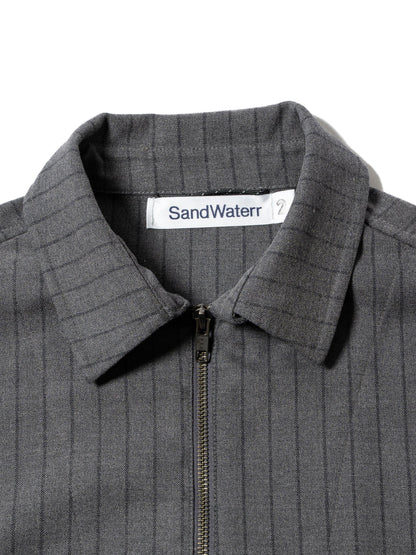 SandWaterr 聚酯混紡斜紋布條紋夾克