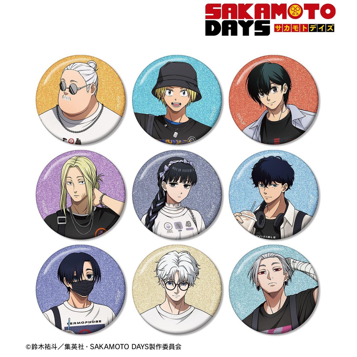 SAKAMOTO DAYS 描き下ろし 閃光徽章 坂本太郎 朝倉シン 南雲 神々廻 大佛 勢羽夏生 勢羽真冬 X 楽 角色徽章 紙 錫