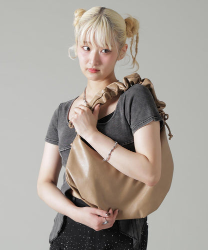 MAVYTH CRUMPLED HANDLE BAG 褶皺手柄單肩包 合成皮革