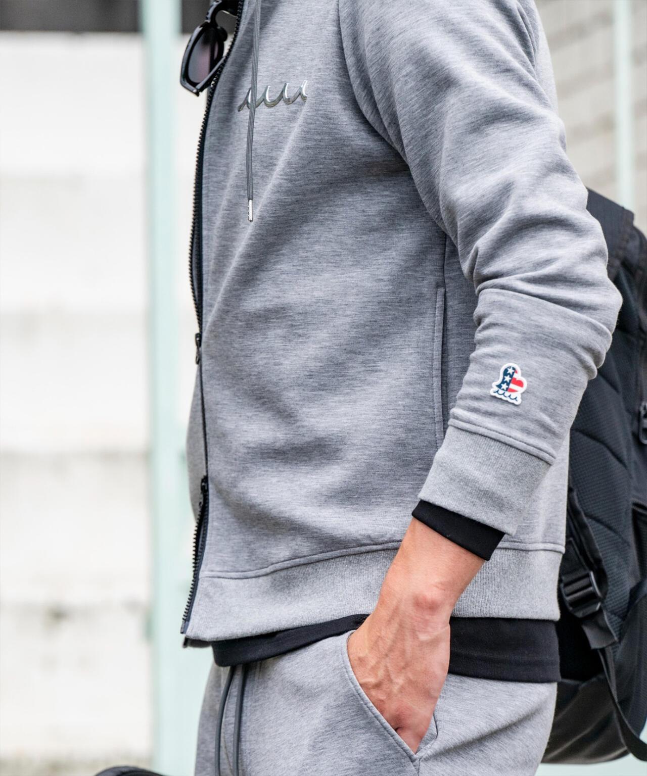 ROYAL FLASH 別注 Set-up Hoodie Back Metal 連帽拉鍊衛衣 聚酯混紡 羅紋拼接