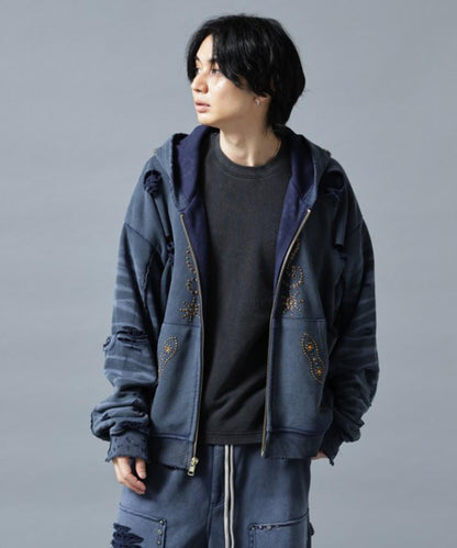 DankeSchon SULFER CHEMICAL SWEAT ZIP HOODIE 硫磺水洗做舊拉鍊連帽衛衣