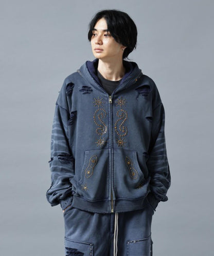 DankeSchon SULFER CHEMICAL SWEAT ZIP HOODIE 硫磺水洗做舊拉鍊連帽衛衣