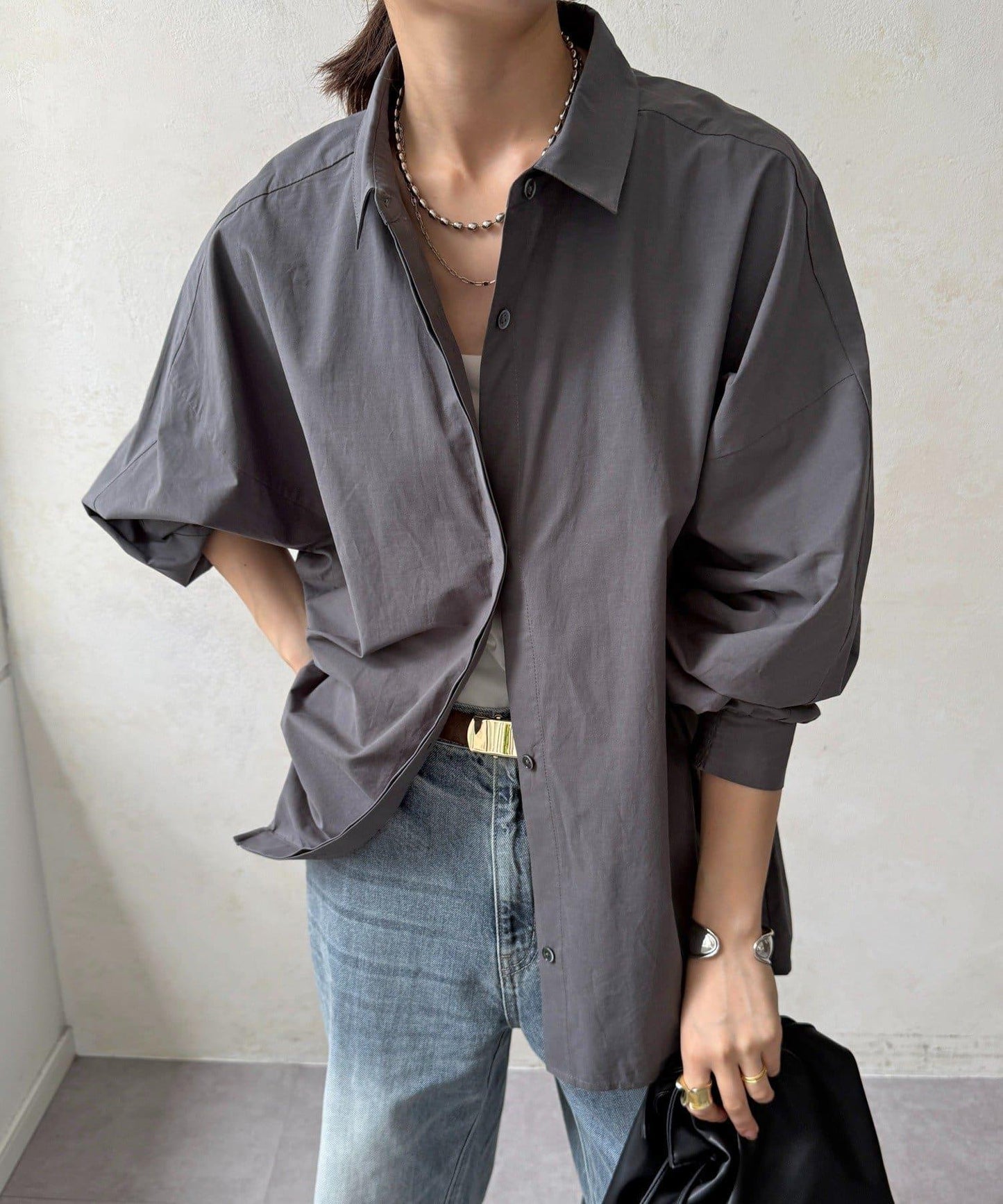 DOUDOU 寬鬆長款襯衫 女士春秋季休閒襯衣
