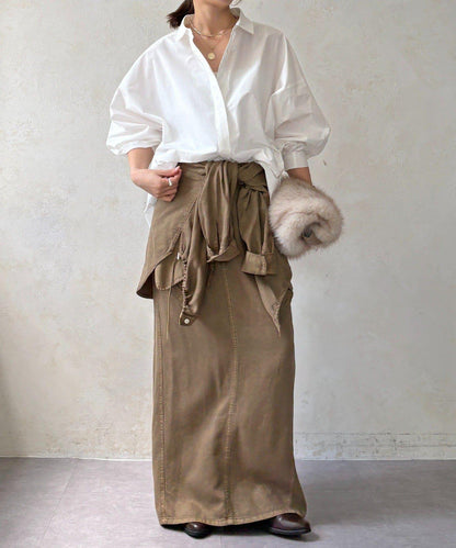 DOUDOU 寬鬆長款襯衫 女士春秋季休閒襯衣