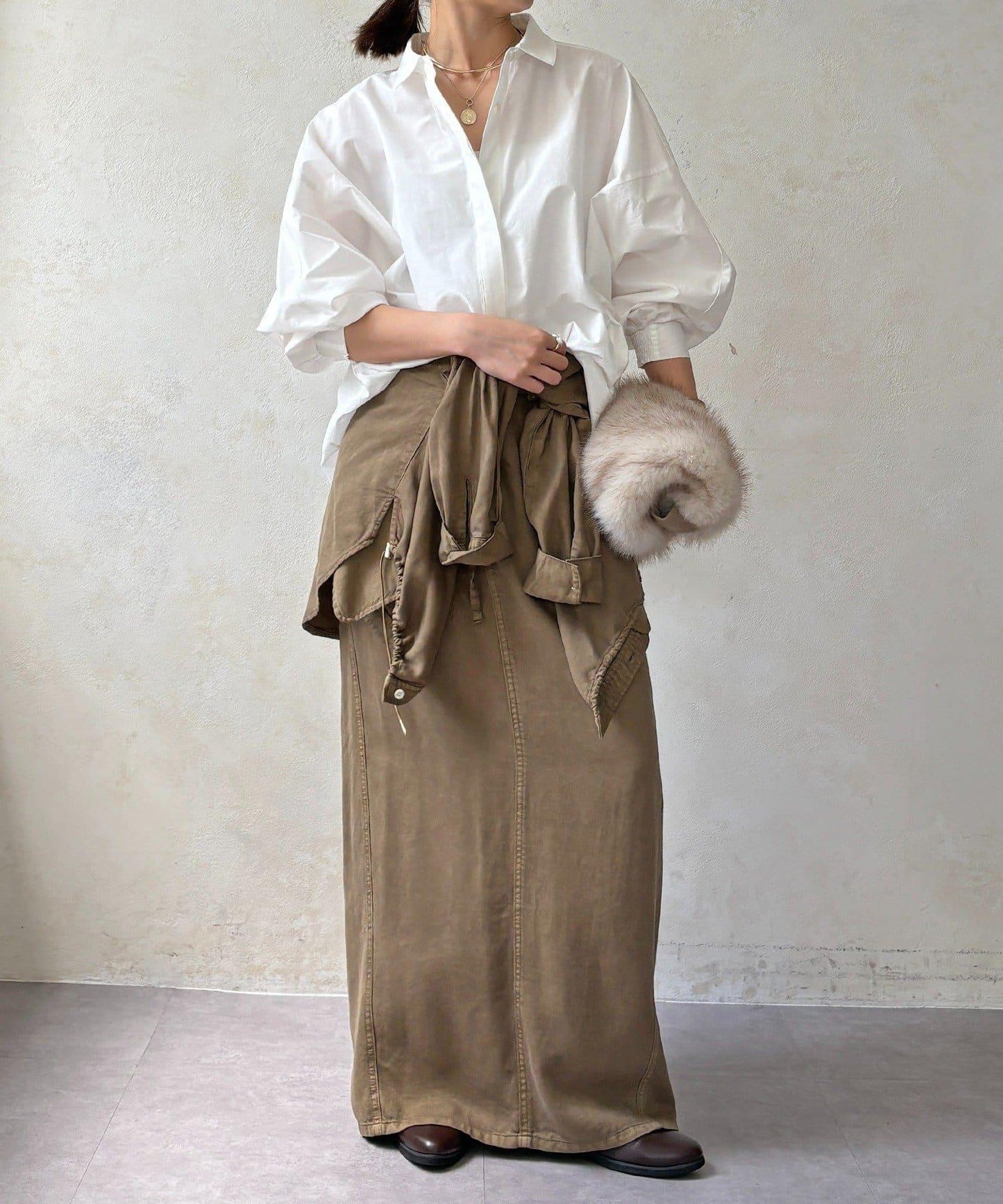 DOUDOU 寬鬆長款襯衫 女士春秋季休閒襯衣