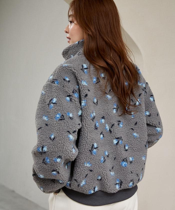 MARY QUANT × PUBLUX 聯名款 刺繡花朵圖案絎縫絨面夾克 外套 女