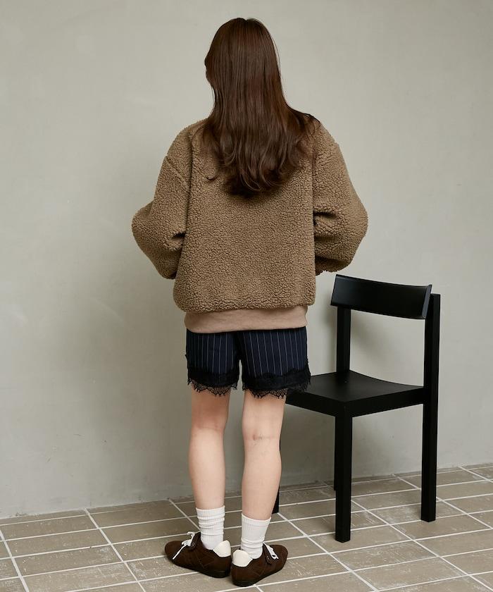 MARY QUANT × PUBLUX 聯名款 刺繡花朵圖案絎縫絨面夾克 外套 女