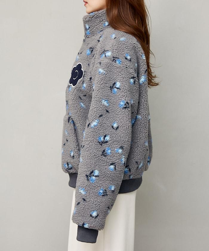 MARY QUANT × PUBLUX 聯名款 刺繡花朵圖案絎縫絨面夾克 外套 女
