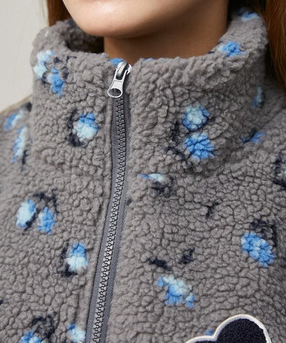 MARY QUANT × PUBLUX 聯名款 刺繡花朵圖案絎縫絨面夾克 外套 女