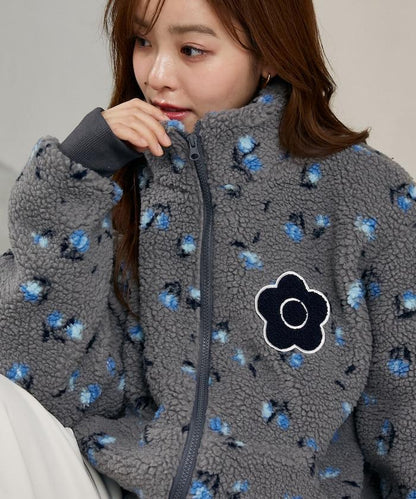 MARY QUANT × PUBLUX 聯名款 刺繡花朵圖案絎縫絨面夾克 外套 女