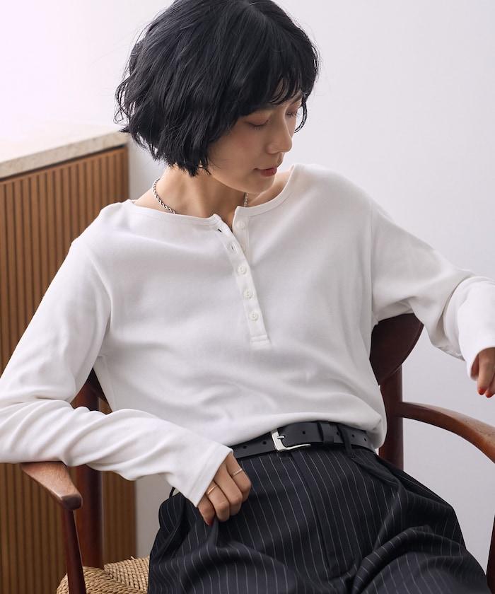 FREAK'S STORE INKEEP 溫度調節機能付き ヘンリーネック 長袖カットソー Tシャツ