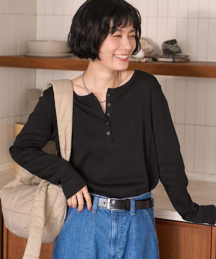 FREAK'S STORE INKEEP 溫度調節機能付き ヘンリーネック 長袖カットソー Tシャツ