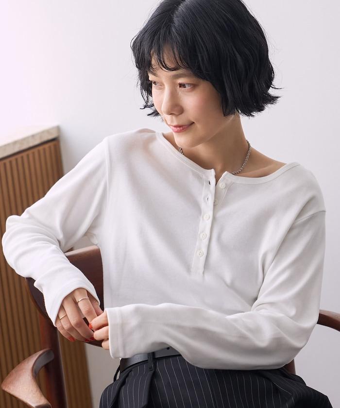 FREAK'S STORE INKEEP 溫度調節機能付き ヘンリーネック 長袖カットソー Tシャツ