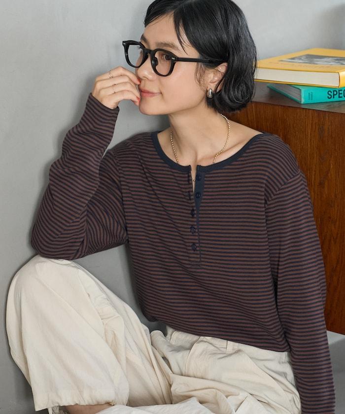 FREAK'S STORE INKEEP 溫度調節機能付き ヘンリーネック 長袖カットソー Tシャツ